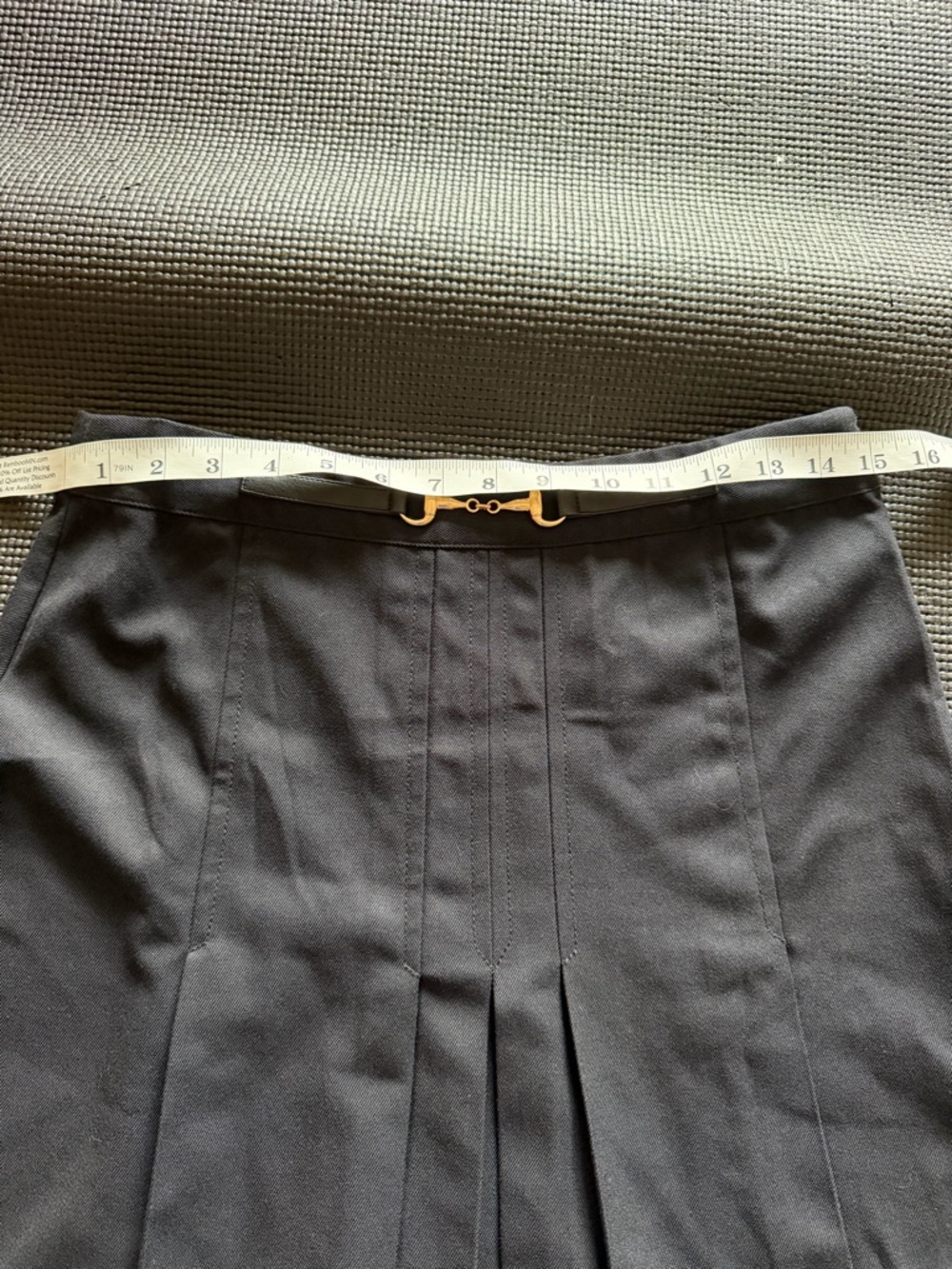 H&M Black A-Line Pleated Skirt with Gold Buckle - Picture 13 of 13